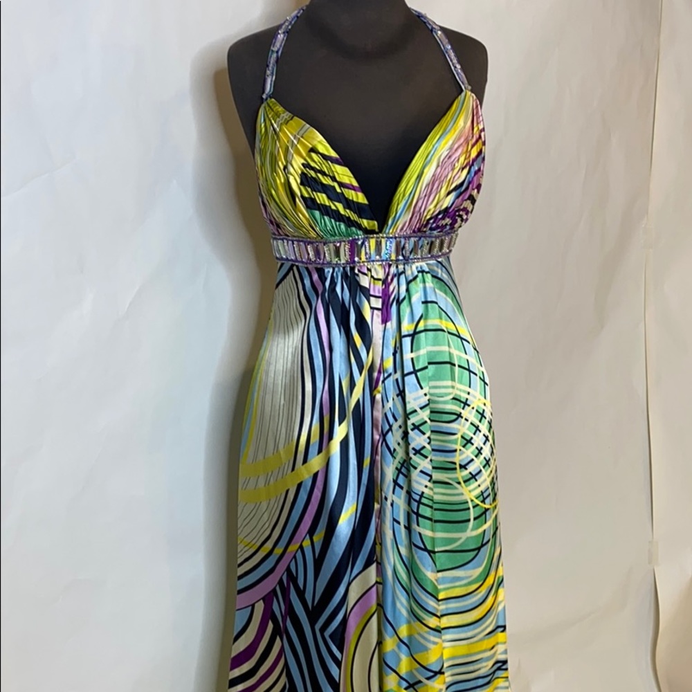 Multi Print Prom Gown - Picture 2 of 6